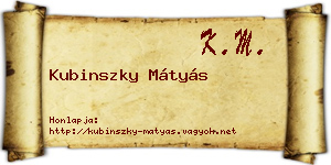 Kubinszky Mátyás névjegykártya