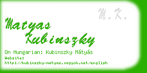 matyas kubinszky business card