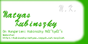 matyas kubinszky business card